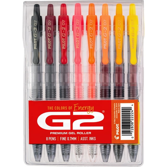 Bolígrafos de gel PILOT G2 Premium G2 Boost rojo/naranja, paquete de 8
