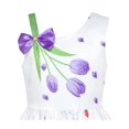 thumbnail image 4 of Girls Dress Purple Tulip Flower Bow Tie One Shoulder 6 Years, 4 of 6