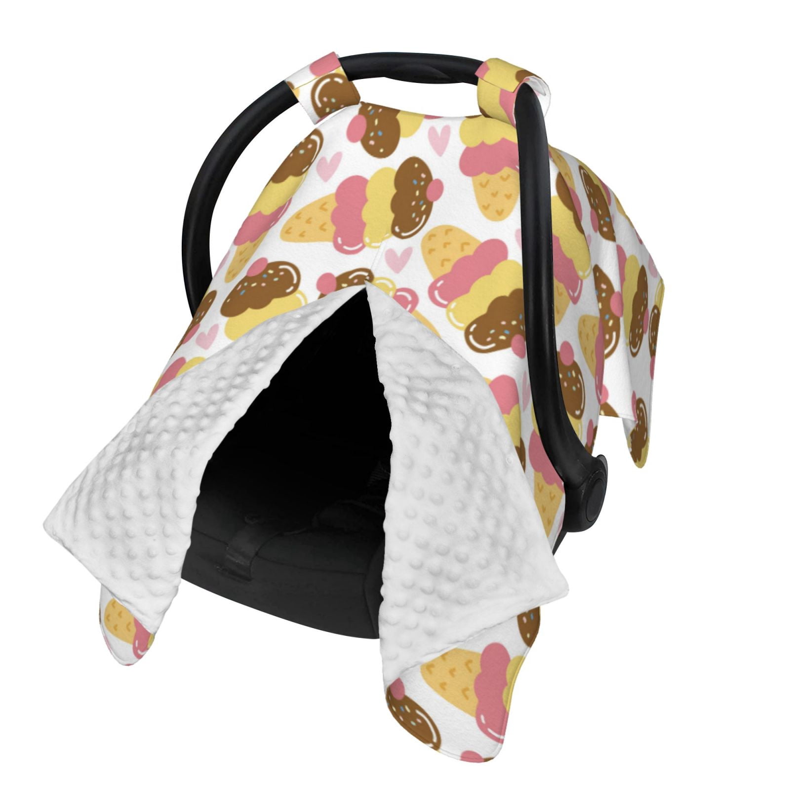 Naloa Cute Ice Cream Baby Car Seat Cover, Breathable Baby Carrier Cover, Multiuse Baby Carrier Cover & Nursing Breastfeeding Cover