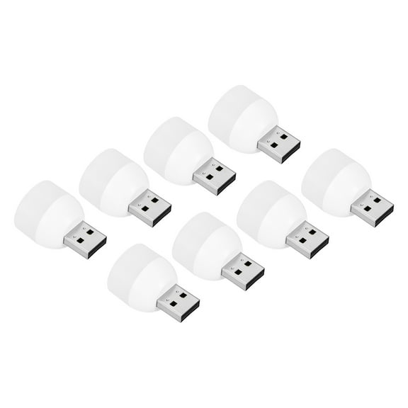 Uxcell Portable 1W USB Plugin LED Bulb Mini USB Night Light, White, Warm White 8 Pack