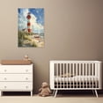 thumbnail image 5 of ZHONGYUTONG Farmhouse Canvas Lighthouse Wall Art Rustic Coastal Pictures Red White Tower Painting Beach Poster for Home Decor Framed (12.00" x 18.00"), 5 of 5