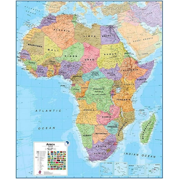 Iconic Arts Laminated 24x28 Poster: Political Map - Africa Wall Map Political