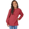 thumbnail image 5 of Hanes Kids' Garment Dyed Long Sleeve T-Shirt Crimson Fall XL, 5 of 8