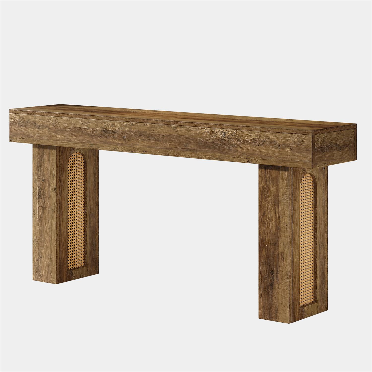 Demi Bonn 62" Handmade Rattan Console Table, Elegant Entryway Accent, Narrow Hallway Storage for Living Room, Brown