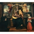 thumbnail image 2 of Manner of Vincenzo Foppa 22x20 Gold Ornate Framed and Double Matted Museum Art Print Titled - The Madonna and Child, Crowned by Two Angels and Flanked by Two Donors, 2 of 4