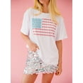 thumbnail image 2 of Biezeib Women's 4th of July Tops Casual Short Sleeve Round Neck Flag/Bow Print T-Shirts Streetwear Blouses, 2 of 6