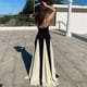 thumbnail image 4 of Vestido largo de malla con retazos en contraste para mujer, traje elegante ajustado con tirantes y Espalda descubierta, ropa de noche elegante para verano, 4 of 5