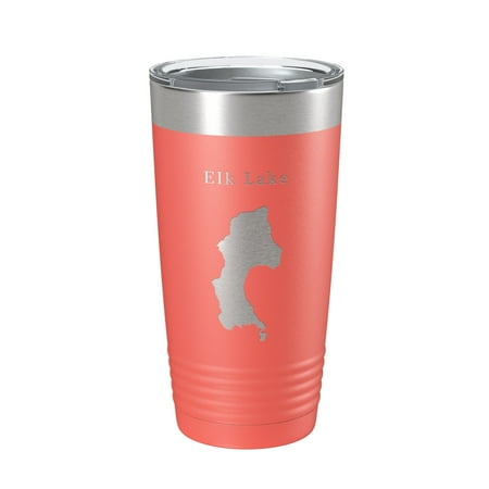 

Elk Lake Map Tumbler Travel Mug Insulated Laser Engraved Coffee Cup Oregon 20 oz Coral