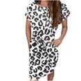 thumbnail image 2 of Jusqu'à 65 % de Réduction! Robes de Mode d'Été pour Femmes 2024 Grande Taille Robe à Lacets Col Rond Manches Courtes Ceinture, 2 of 6