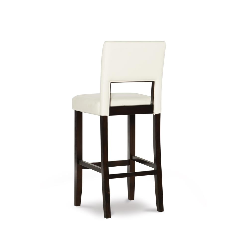 Linon Vega 30" Mid Back Indoor Upholstered Bar Stool, Espresso/ White Faux Leather