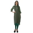 thumbnail image 3 of Moomaya Cotton Mandarin Collar Kurti For Women Knee Long Printed Plus Size Dresses, 3 of 6