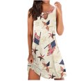 thumbnail image 2 of Dvkptbk Robe Mini Débardeur à Étoiles et Rayures American Flag pour Femmes, Robe d'Été à Col en V, Robe Débardeur Courte du 4 Juillet, Patriotique, Sans Manches, Ligne A, Robes de Plage - Soldes d'Été Liquidation, 2 of 4
