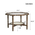 thumbnail image 5 of Euroco Mid-Century 31.5" Petal-Shaped Coffee Table with Crackle Glass Top and Rattan Shelf, 5 of 7