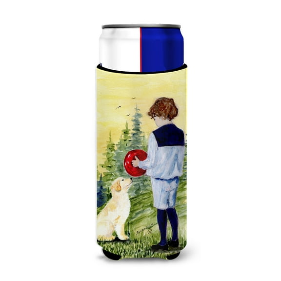 Caroline's Treasures SS8530MUK Little Boy with his Golden Retriever Ultra Hugger for slim cans, Slim Can, multicolor
