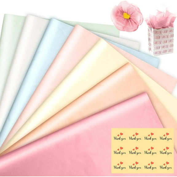 VEGCOO 70 Sheets Colorful Wrapping Tissue Paper, 50x35cm Pastel Tissue Paper, Gift Tissue Paper for Weddings, Parties, Birthdays, DIY Crafts and Gift Wrapping, 7 Colors