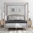 thumbnail image 2 of Queen Size Canopy Bed, Canopy Platform Bed with Headboard, Solid Wood Queen Bed Frame with Slats and Center Support Legs, Bedroom Guest Room Canopy Bed for Teens Adults, Gray Wash, 2 of 7