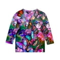 thumbnail image 5 of Ugoldhm Girls Tees Butterfly Printed Crewneck Casual Tops Pullover Summer Fall Kids Shirts, 5 of 5
