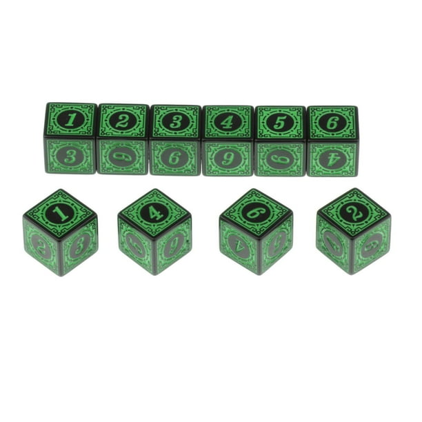 Juego de mesa acrílico poliédrico de 6 lados, 10 piezas, para fiestas en casa. verde-1