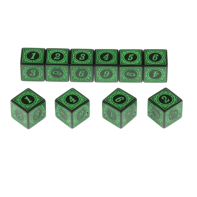 10x Dados Poliédricos Acrílicos de 6 Dados de Juguete Adultos Jugar Familiar Bar Juguetes tretenimiento verde-1 CUTICAT Dados de juego poliédricos