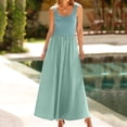 thumbnail image 2 of Vestido de Verano con Bolsillos para Mujeres de Moda Cómodo Vestido de Cuello Redondo sin Mangas de Color Sólido, Estilo de Vendaje de Poliéster, Lavado de Manos, 2 of 8