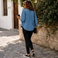 thumbnail image 6 of Stralyhd Jean Jacket Women Long Sleeve 2026 Fall Colored Denim Jackets Short Lapel Jean Coats Light Button Down Denim Shirt with Chest Pockets Royal Blue L, 6 of 6