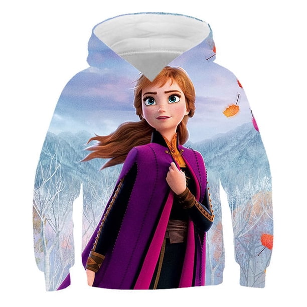 Frozen 2 sudaderas con capucha niñas Elsa princesa moda manga larga sudaderas primavera y otoño dibujos animados Casual con capucha Tops 1-14 años Old9T Gao Jinjia LED
