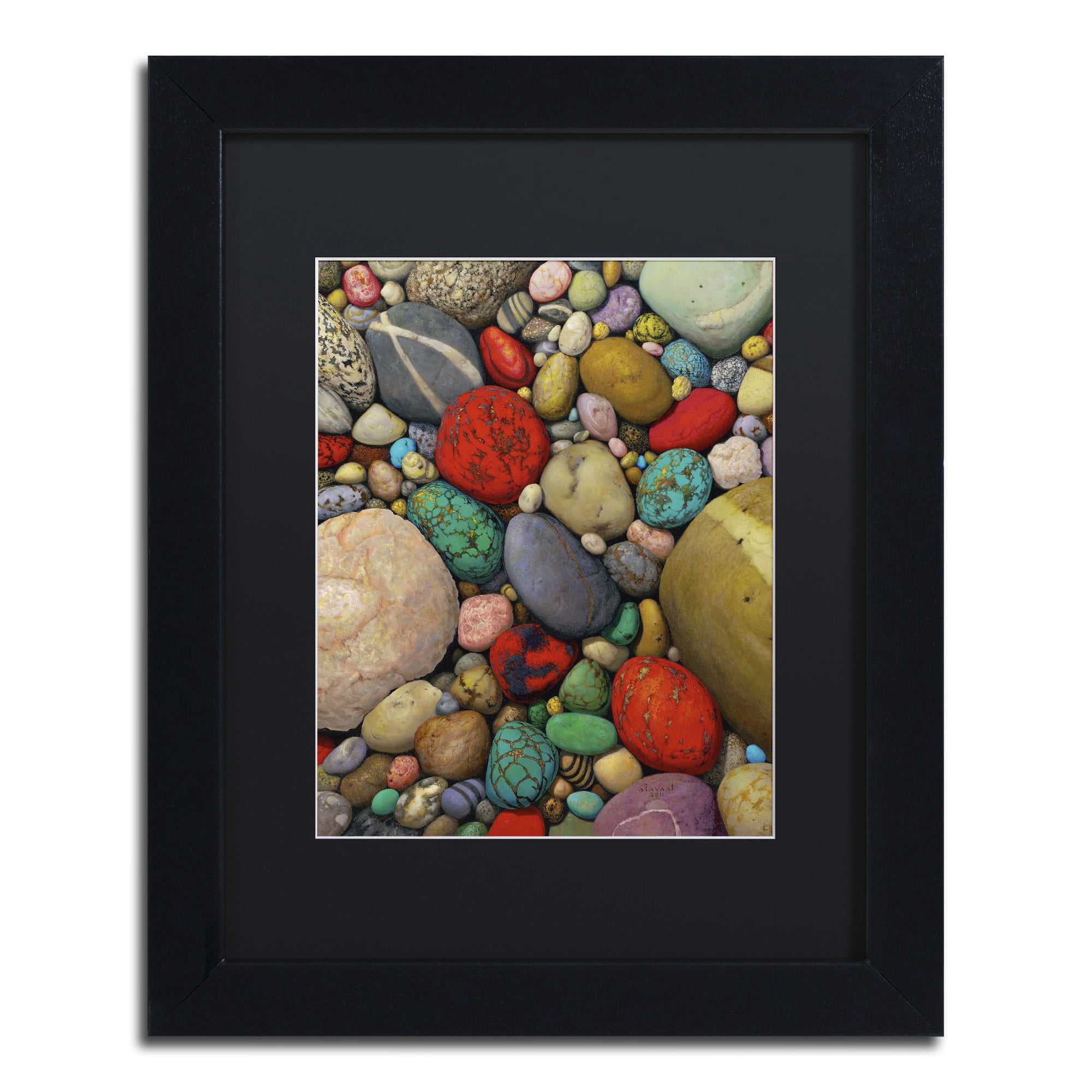 Trademark Fine Art "Shallows of Treasure Creek" Canvas Art by Stephen Stavast, Black Matte, Black Frame