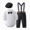 thumbnail image 2 of zuwimk Toddler Baby Boy Clothes Suit Gentleman Wedding Outfit Dress Shirt+Vest+Bow Tie+Suspender Pant Formal Set(12-18 Months,Black), 2 of 3