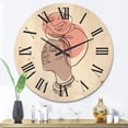 thumbnail image 2 of Designart 'One Line Portrait of Afro American Woman IV' Modern Wood Wall Clock, 2 of 5