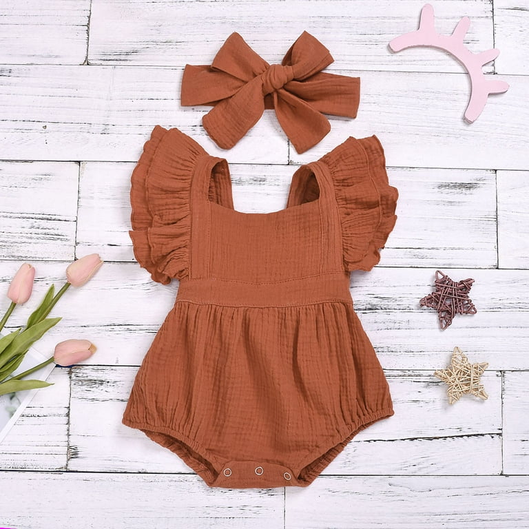 TAIAOJING Baby Romper Girls Ruffle Backless Bodysuit Outfits
