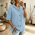 thumbnail image 5 of yillto Womens Short Sleeve Sweater Cardigan with Hooded Button down Casual Loose Knit Coats with Pockets, 5 of 6