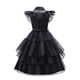 thumbnail image 3 of Disfraz de Halloween para niños y niñas, disfraz elegante de Merlina Adams, vestido tutú de capas góticas con cinturón, Cosplay de fiesta de cumpleaños elegante, 3 of 5