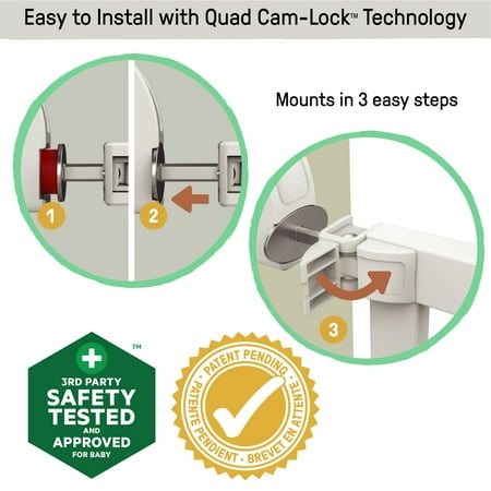 Summer by Ingenuity The Doorway 37W Series Pet and Baby Gate with Quad-Cam Lock, Openings from 30-37 inches Wide, Ages 6-24 Months, - White