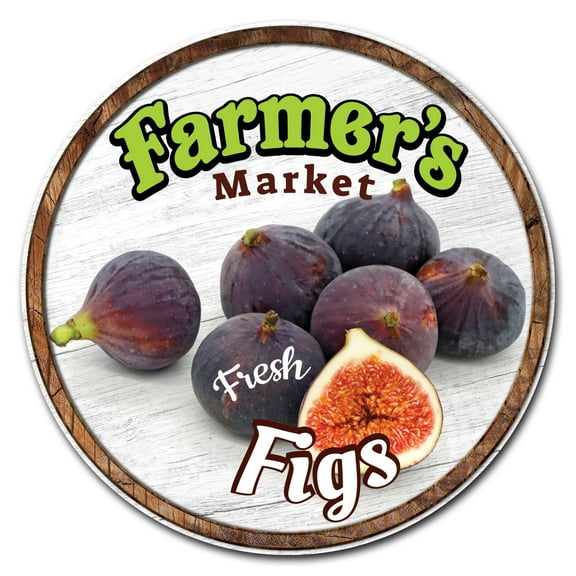 SignMission Circular Rigid Plastic Sign 12" Tall - Farmer's Market Figs | Plastic Sign |  Made in the USA