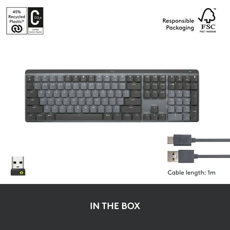 Logitech - MX Mechanical Full size Wireless Mechanical Tactile Switch Keyboard for Windows/macOS with Backlit Keys - Graphite