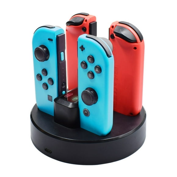 YUNDAP Multifunctional Charger 4 Charging Station Dock for Nintendo Switch Controllers - Black