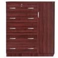 thumbnail image 2 of Pemberly Row Modern 5 Drawer Wooden Tall Chest Wardrobe in Mahogany, 2 of 7