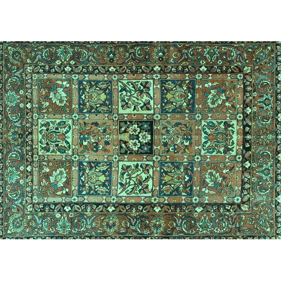 Ahgly Company Indoor Rectangle Animal Turquoise Blue Traditional Area Rugs, 4' x 6'