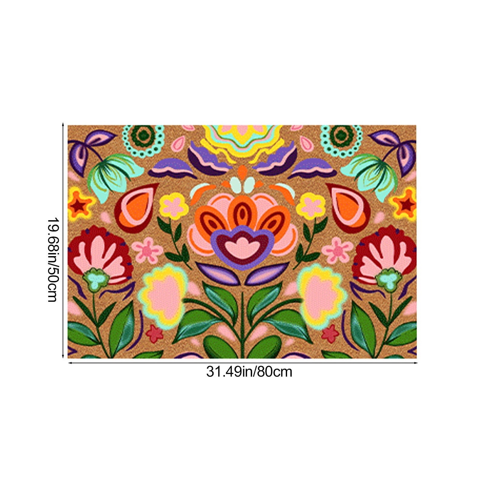 A Spring Floral Welcome Outdoor Mat Artificial Coir Grip Backing Sturdy Outdoor Indoor Mats Welcome Floral Doormat for Front Door 31.49X19.68 Inches