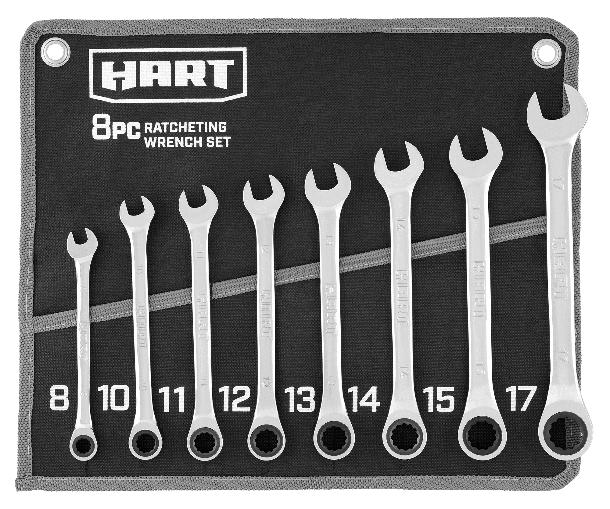 8-Piece HART MM Ratcheting Wrench Set with Tool Pouch