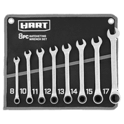 HART 8-Piece MM Ratcheting Wrench Set with Tool Pouch, Chrome Vanadium