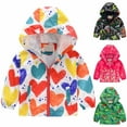 thumbnail image 5 of Hicidod Baby Girl Jacket Toddler Rain Jacket Boys Girls Cute Windbreaker Waterproof Print Casual Outerwear Lightweight Zip Jacket Hooded Dust Coat, 5 of 6