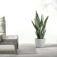 thumbnail image 3 of Ecopots Stockholm Durable Modern Round Indoor/Outdoor Recycled Based Composite Flower Pot Planter, White Grey, 9.5", 3 of 4