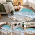 thumbnail image 6 of Non-Slip Rug Pad Rugs Coastal Beach Shell Starfish Round Area Rugs 4Ft Soft Carpet Pads for Living Room Kids Room, Summer Teal Water Ripple, 6 of 9
