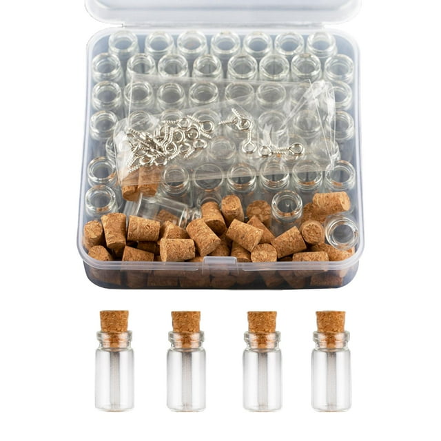 50 unidades de minifrascos de botellas de vidrio con corcho, contenedor transparente, recuerdos de fiesta, decoración del hogar, botellas de deseos,