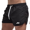 thumbnail image 2 of Mens Swim Trunks Men's Solid Color Casual Beach Board Shorts Sports Quick-Dry Swim Trunks with Drawstring Summer Surfing Bathing Suit Crop Pants for Swimming Travel Black L, 2 of 5