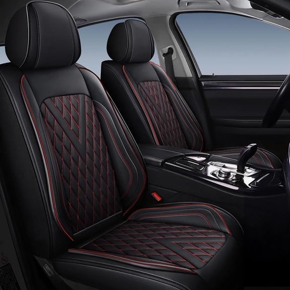 Car Seat Covers Full Set for Car Seat Covers Custom Fit for Hyundai Sonata 2007-2025 2 Rows 5-Seat Set Faux Leather Seat Covers Waterproof Car Seat Protector (5-Seat Set, Black&Redline)