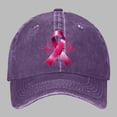 thumbnail image 2 of AJGRHE Women Cancer Awareness Month Printed Washed Baseball Cap Outdoor Sports Hat Adjustable Ribbon Embroidered Denim Purple One Size, 2 of 8