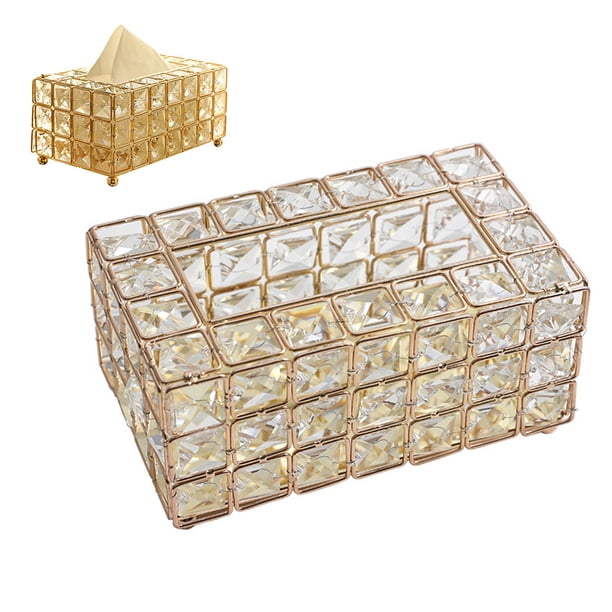Adornos Decorativos De Escritorio De Caja De Pañuelos De Cristal De Metal Rectangular De Estilo Europeo Yuarrent HA029087-00