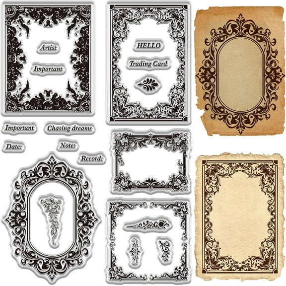 Frame Clear Stamps Silicone Stamp 6.3x4.3inch Transparent Rubber Stamp Seal Paper Stamps for DIY Scrapbooking Card Making Paper Crafting Photo Albums Holiday Cards Important Chasing Dream for making